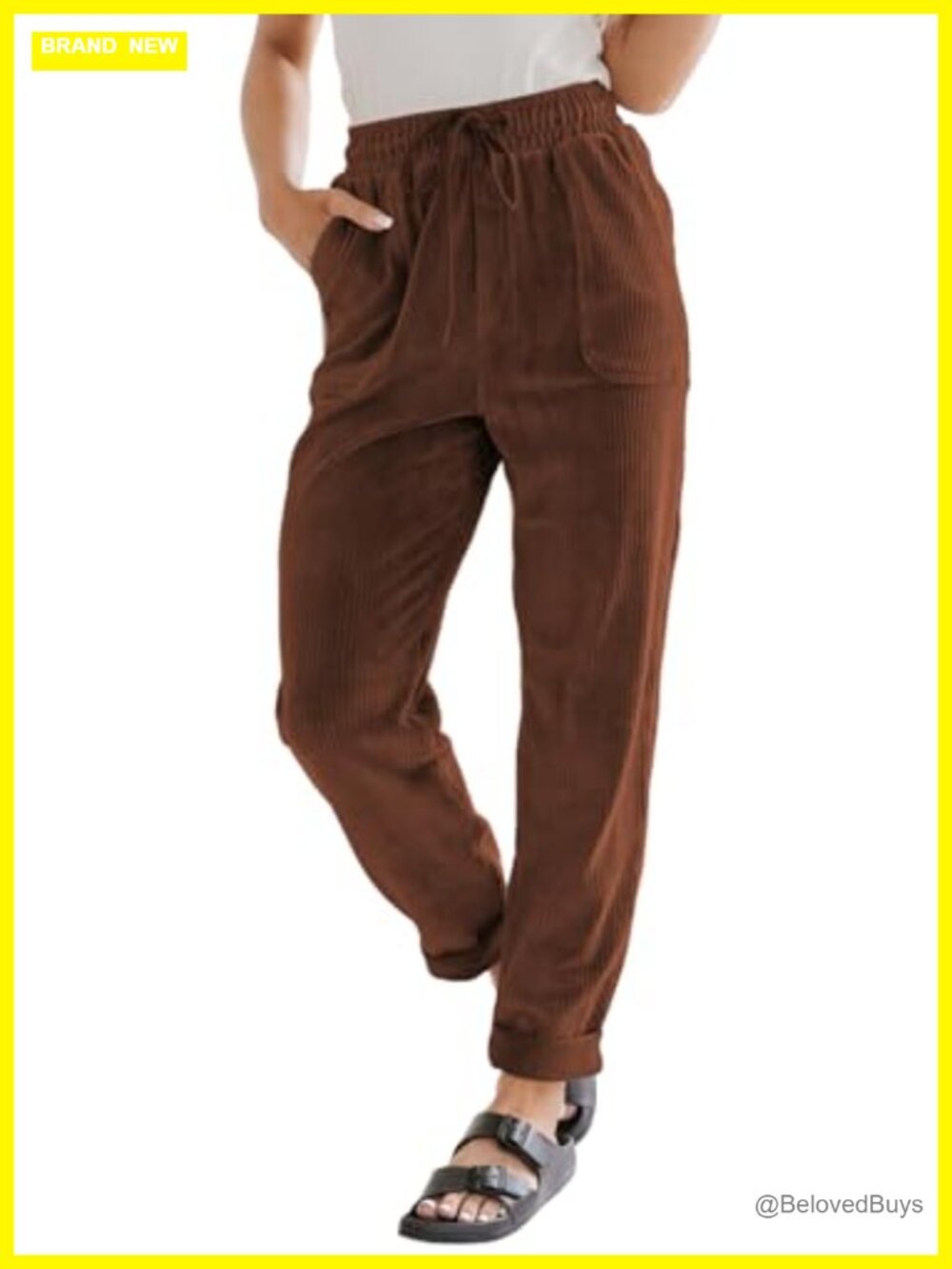 Womens Corduroy Pants Straight Leg High Waist Teacher Work Pants